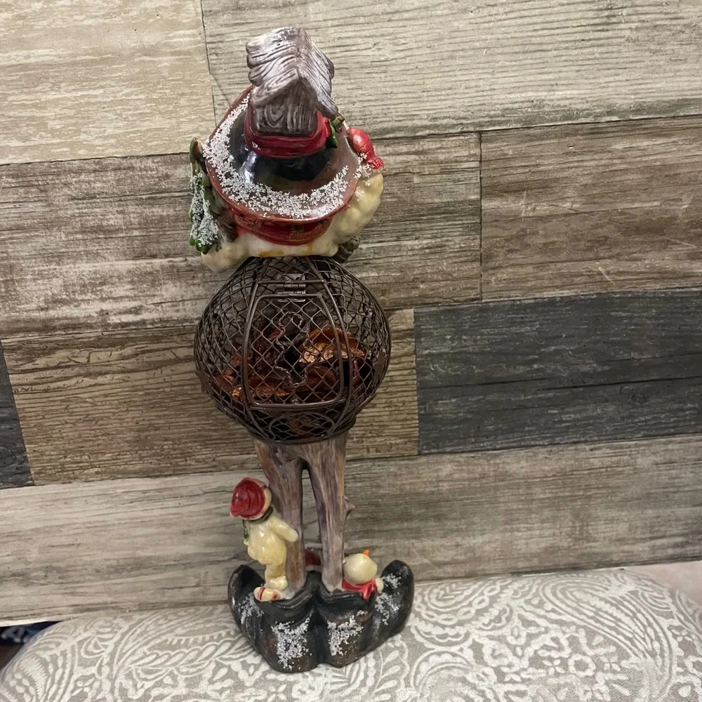 Snowman Figurine with Metal Potpourri Cage Holiday Winter Decor 12